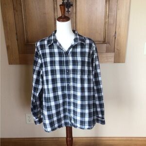 LL Bean Women’s  Navy and White Plaid Shirt